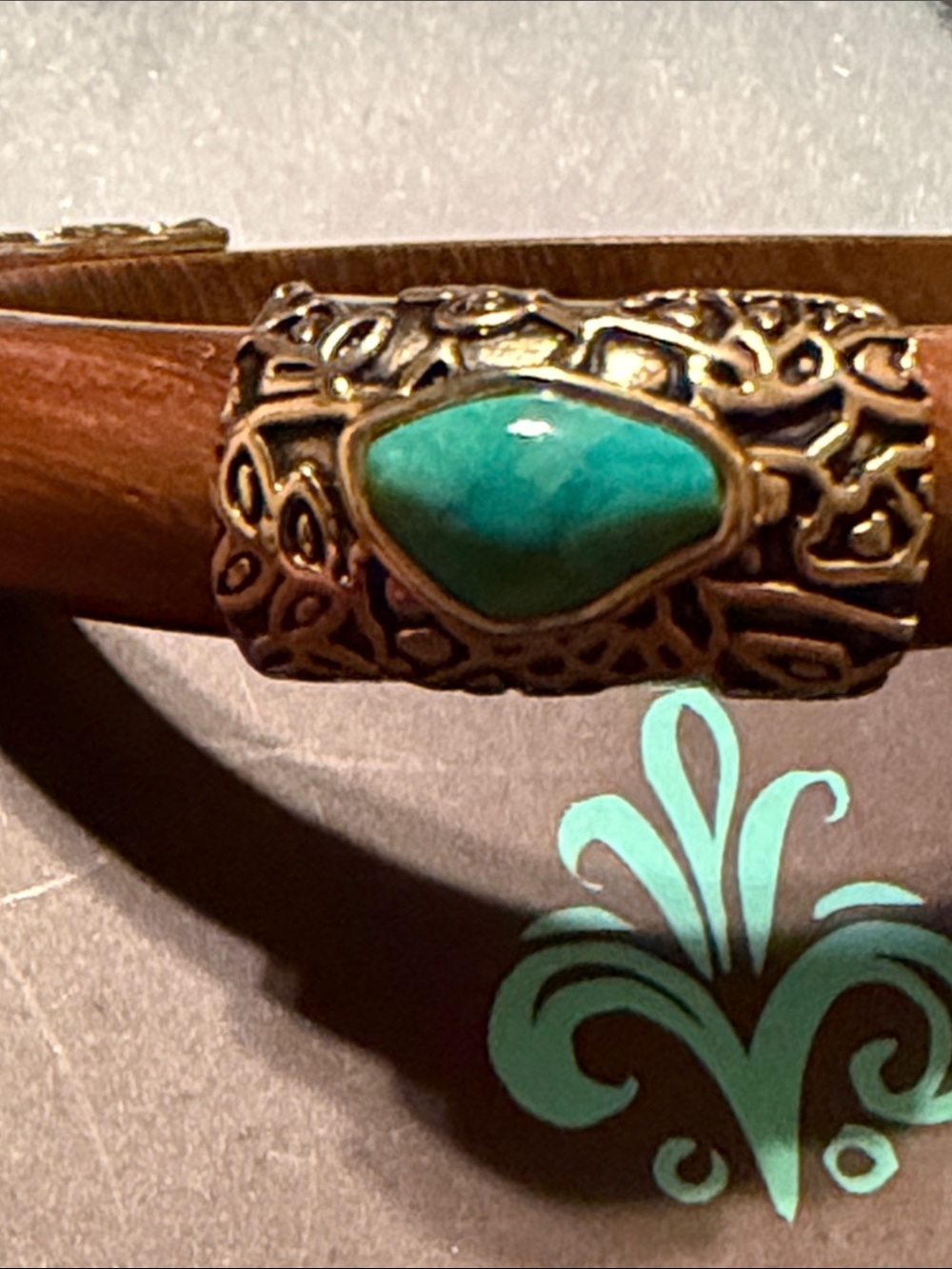 BARSE Wood and Turquoise Bangle Bracelet